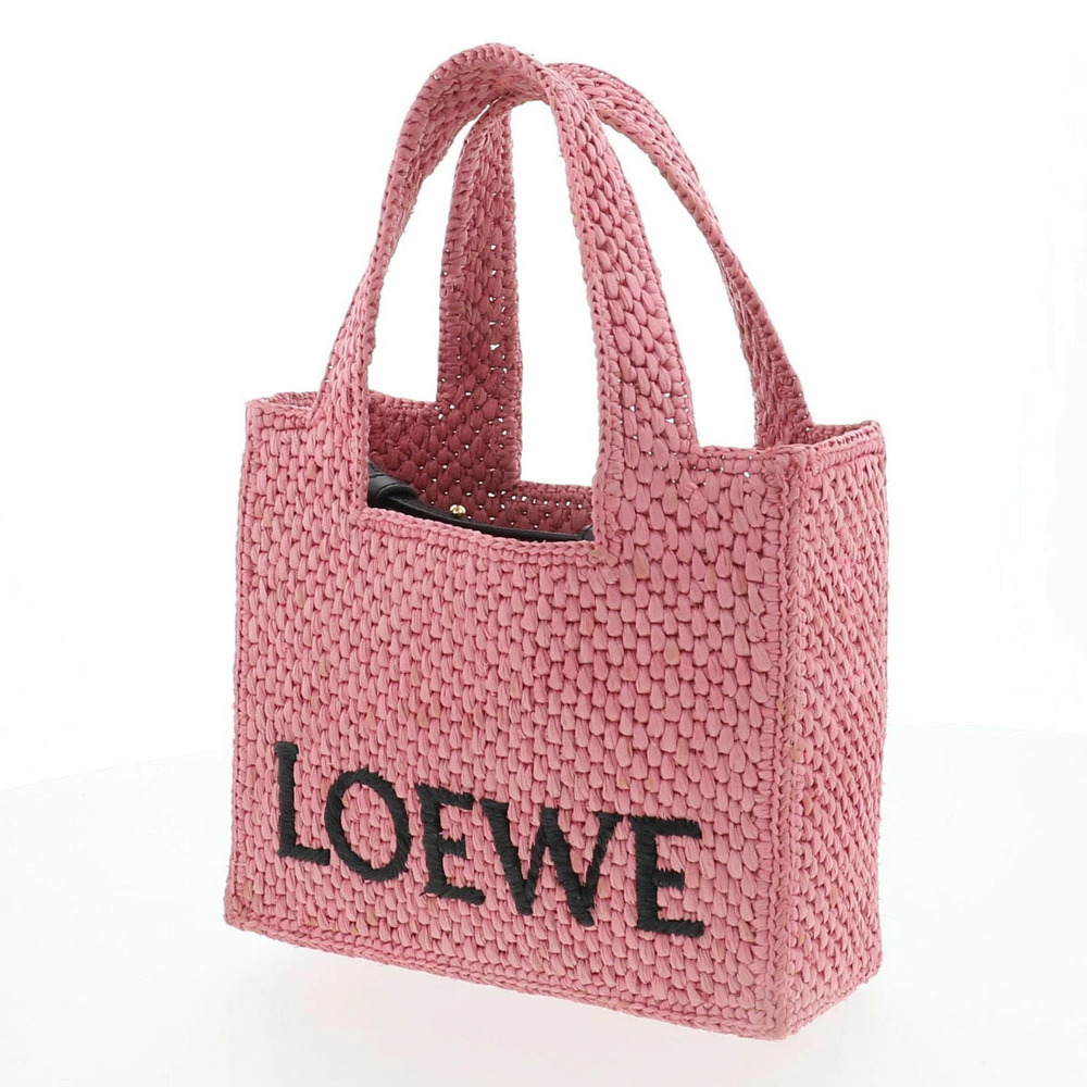 Loewe Black Pink Tote Raffia Handbag Font